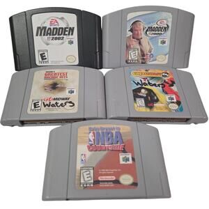 Vtg Lot 5 Nintendo N64 Games Sports NBA Madden Wipeout Arcade